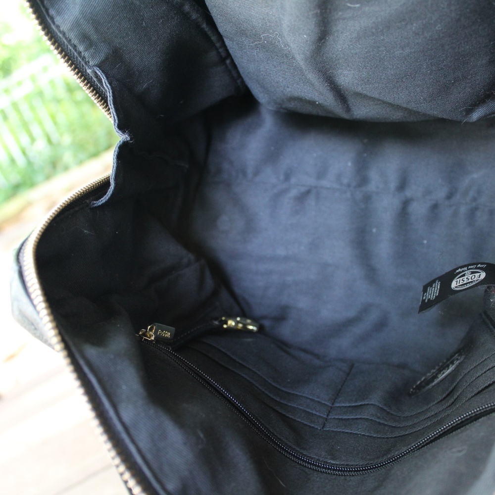 Fossil Black Leather Satchel with Gold Accents - Picture 8 of 11